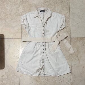 Zara Cream Button-Down Mini Dress